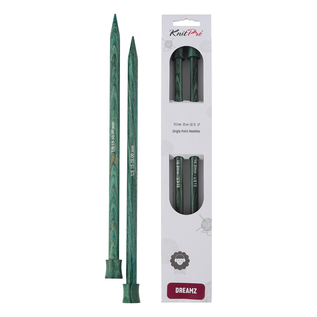 KnitPro Dreamz Single Pointed Needles 12" (30cm), Aquamarine, 10.00mm
