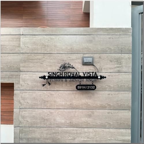 Image of Customized Stainless Steel LED Flute Family Name Plate for Home Entrance, Flat, House Doors, Stylish, Outdoor & Indoor, Waterproof (Size 18 inch)