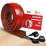 Canaleta para cables de 3 m, autoadhesiva, esquinas sin taladrar, canaletas para cables, suelo autoadhesivo, cubierta de cables, perfecta para proteger tu cable marrón