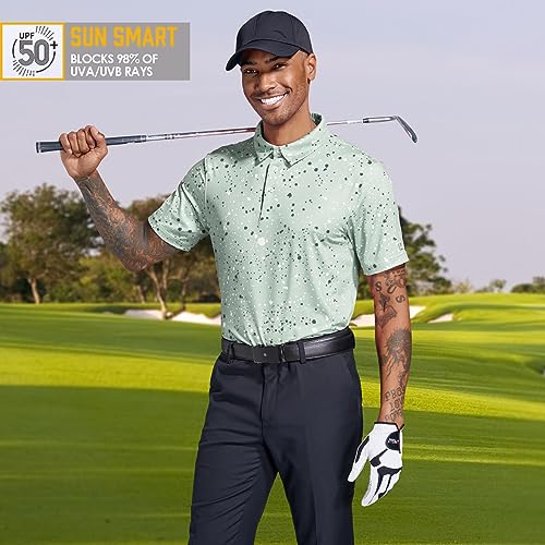 Golf Shirts for Men Dry Fit Performance Short Sleeve Print Moisture Wicking Polo Shirt4