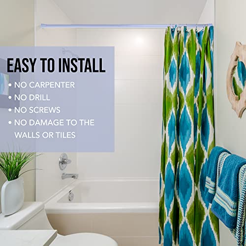 Image of Story@Home Curtain Rod 104-170 CM | Adjustable Rod Without Drilling | Extendable Shower Curtain Tension Rod | Rustproof Metal Curtain Rod Pipe | Stable Spring Installation | Light Purple