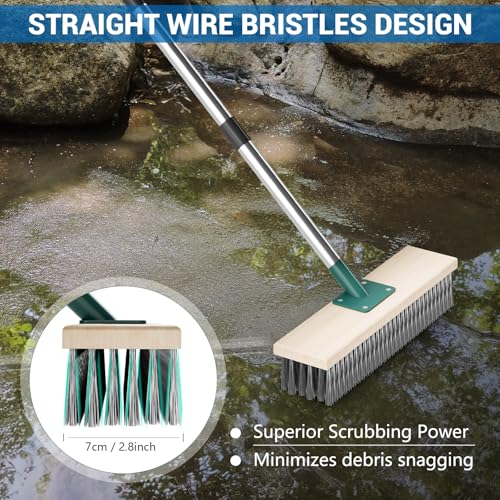 Scalnuvyyh Heavy Duty Wire Broom Outdoor Garden Broom with 57" Long Handle, Yard Patio Brush Stiff Metal Bristle Wire Brush for Removing Weed Moss, Floor Scrub Brush for Patio, Deck, Garden, Garage 3 Scalnuvyyh Heavy Duty Wire Broom Outdoor Garden Broom with 57" Long Handle, Yard Patio Brush Stiff Metal Bristle Wire Brush for Removing Weed Moss, Floor Scrub Brush for Patio, Deck, Garden, Garage - Image 3