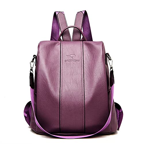 Mochila Moda Simples Feminina Mochila de Viagem Multifuncional (Roxo)