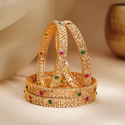 Image of Rubans Bangles Set Gold Plated Traditional Ethnic Stylish Trendy Jewellery Gift for Women & Girls