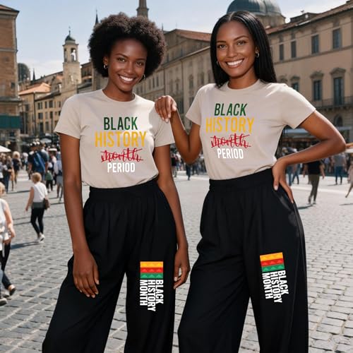 Image of Black History Pajamas, Graphic Matching Sets for Women, Magic Afro American Natural Hair Vintage Melanin T-Shirts and Pants