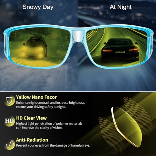 Image of HAOLOTA Night Vision Driving Over Glasses, Polarized Nighttime Glasses Men Women Anti Glare Yellow Tinted Lens