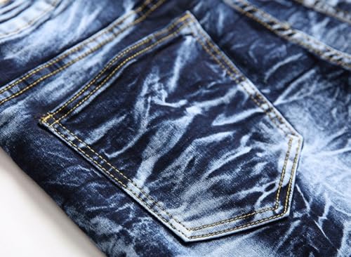 Men's Stretch Slim Fit Jeans Ripped Skinny Straight Leg Distressed Comfort Flex Waist Fashion Biker Denim Pants3