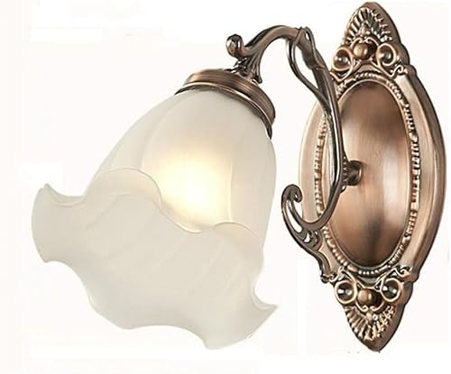 Aplique de pared de flores vintage, cuello de cisne con cuello de cisne, lámpara de granja europea, oro antiguo para dormitorio, mesita de noche,