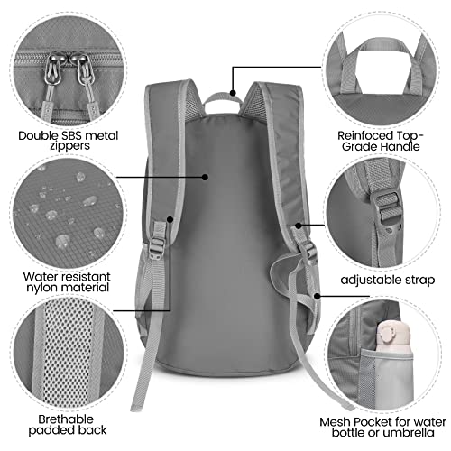 Image of ZOMAKE Ultra Lightweight Hiking Backpack 28L, Packable Small Backpacks Water Resistant Daypack for Women Men(Medium grey)