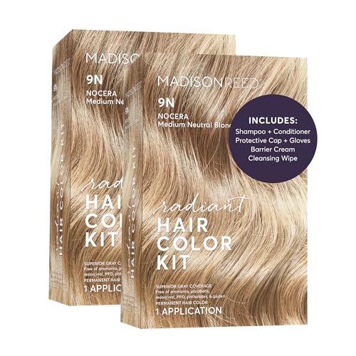 Image of Madison Reed Radiant Hair Color Kit - 9N Medium Neutral Blonde (Nocera Blonde), Permanent Hair Dye, Dimensional Gray Hair Blending | PPD-Free & Ammonia-Free, 2 Pack