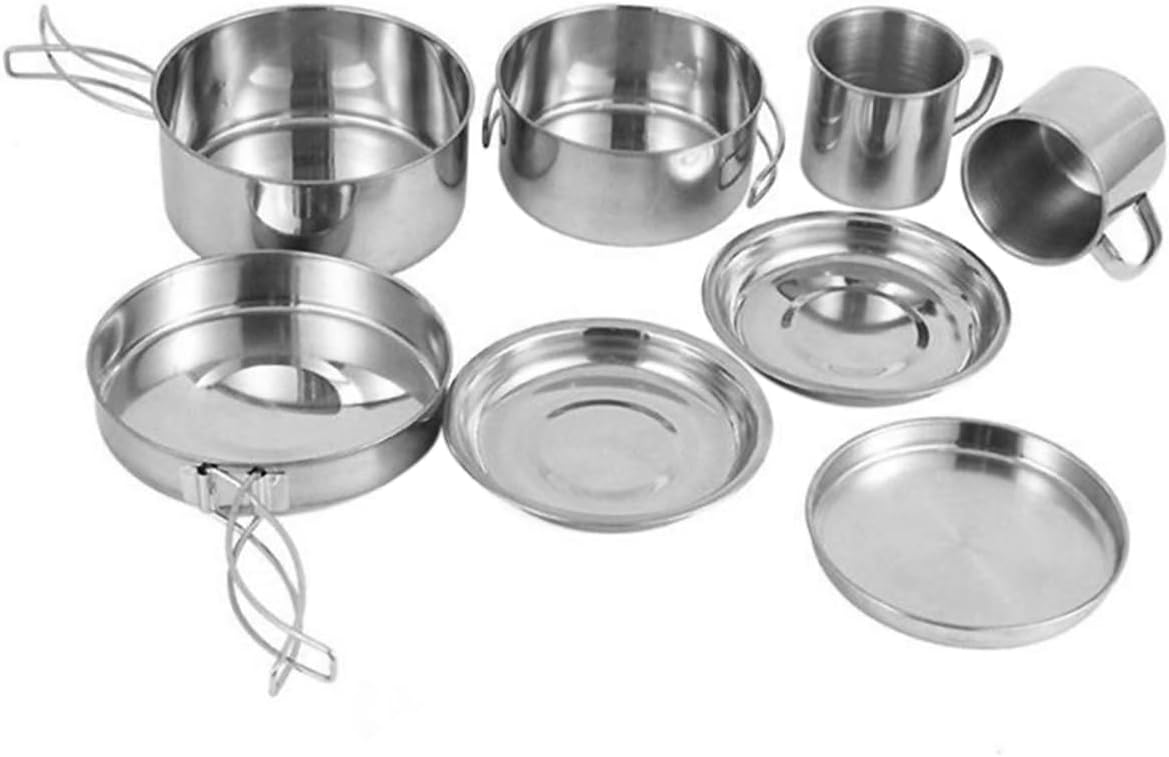 1set Portable Camping Cookware Multi-use Cooking Pot for Hiking Backpacking Outdoor Activities Includes Frying Pan Plates Cups Convenient Cooking Essentials