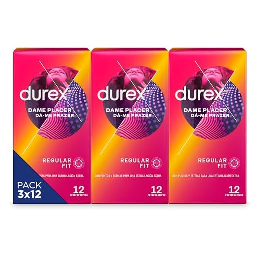 ¿Cómo comprar preservativos? 8 Durex Preservativos Dame Placer Con Puntos Y Estrías - 3x12 Condones Pack, Rosa, 12 Unidad (Paquete de 3), 36 Unidad