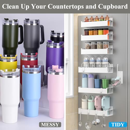 Image of HuggieGems Magnetic Water Bottle Holder for Refrigerator, Cup Holder Organizer for Stanley and Tumbler for Kitchen, 6 Pack, White