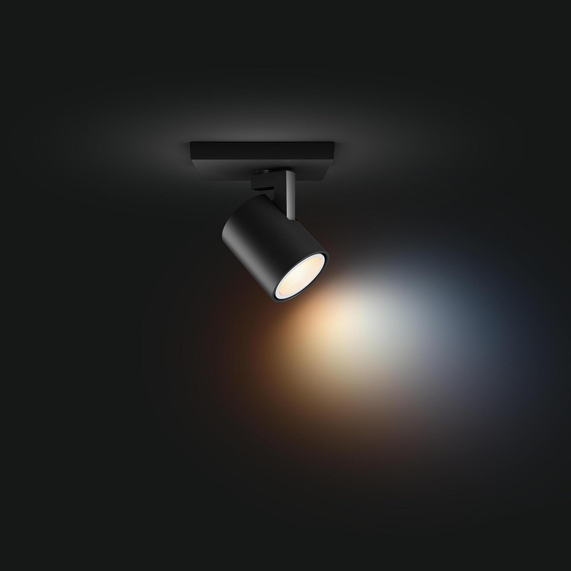 Philips Hue Runner 1 Foco LED Inteligente, Luz Blanca Cálida a Fría, Regulable, Bombilla LED Compatible con Alexa y Gogle Home, Color Negro