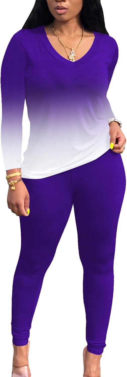 PINSV Women’s Tracksuits 2 Piece Outfits Sweatsuit Long Sleeve Top Jogger Legging Pants Sets