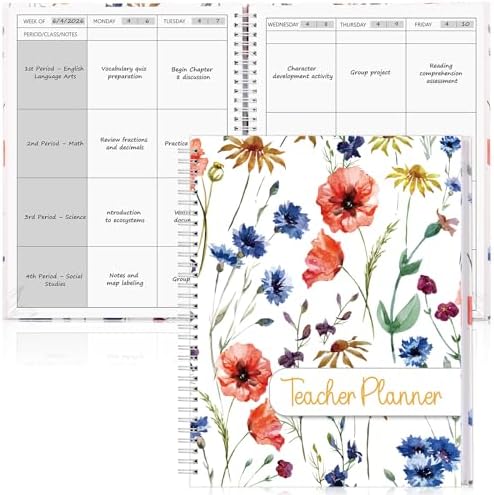 Undated 4 Period Teacher Planner 8.5" x 11" Weekly & Month Academ...