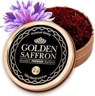 Golden Saffron, Finest Pure Premium All Red Saffron Threads, Grade A+, Highest Grade Saffron for Tea, Paella, Rice, Desserts, No Artificial, No Preservatives (2 Grams)