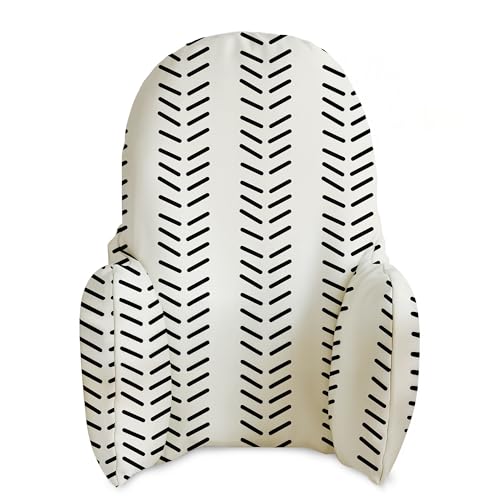 Image of Yeah Baby Goods Wipeable Cushion Cover (White Vertical Mudcloth) - Compatible with The IKEA Antilop Highchair - Soft, Waterproof Baby High Chair Cover