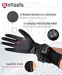 AnTools 12 Pairs Skin-Friendly PU-coated Work Gloves, Seamless Knit, Lightweight, Flexible, General-Duty Work Gloves for Men and Women, Black, Large