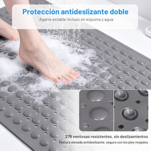 Alfombrilla bañera antideslizante lavable a máquina de 60x90 gris 5