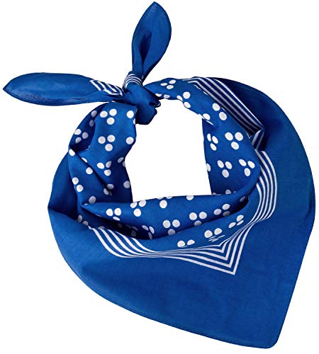 Tobeni 548 Bandana Head- Pañuelos para el Cuello de Tela 100% Algodón Unisex Color Triple-Punto Azul Claro Tamaño 54 cm x 54 cm
