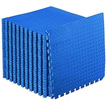 ProsourceFit Exercise Puzzle Mat 12-inch, EVA Interlocking Foam Floor Tiles for Home Gym, Workout Equipment, Kids Play Areas, Blue, 144 SQ FT - 36 Tiles