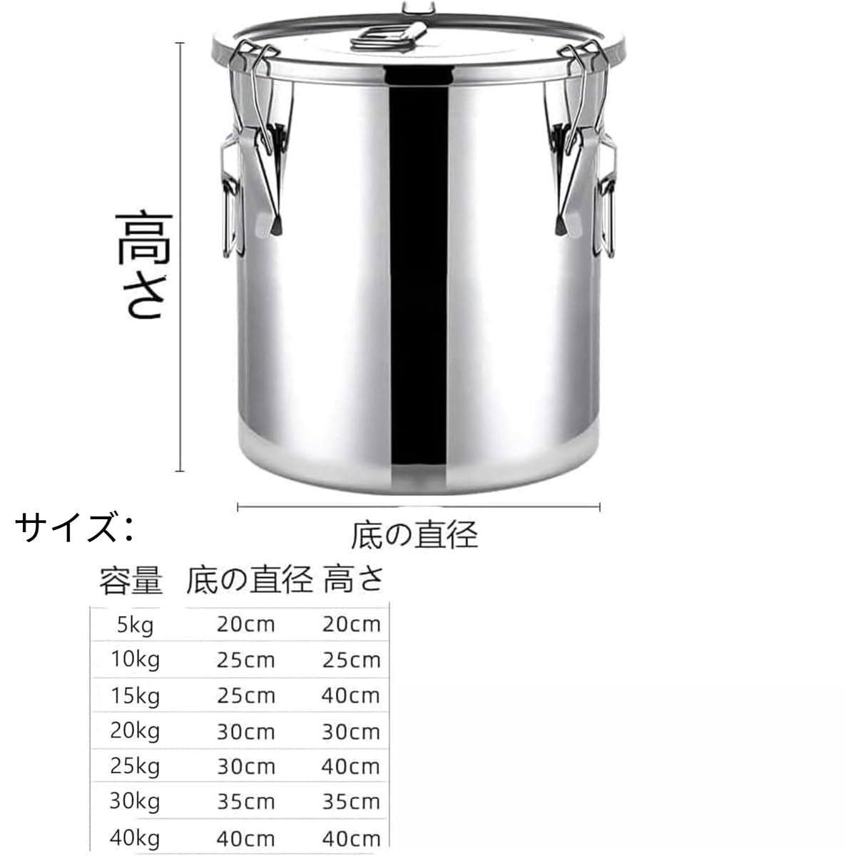 Amazon｜Nizzvlo 304ステンレス鋼 大容量20kg ライスストッカー 米びつ