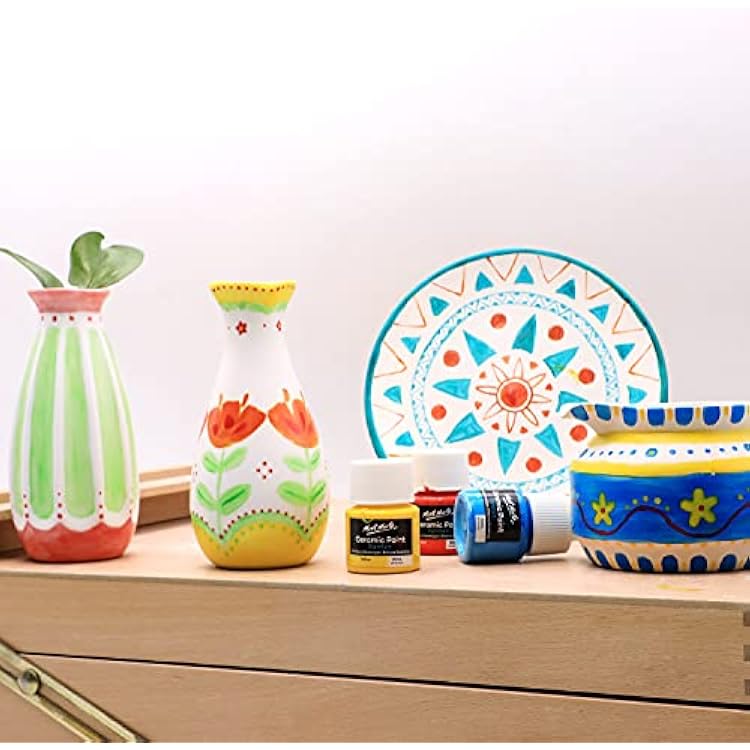 Mont Marte Ceramic Paint Set Signature 26 x 0.7 US fl.oz (20ml) Multicolor, Vibrant Ceramic Paint, Suitable for Porcelain, Glass, China, Acrylic