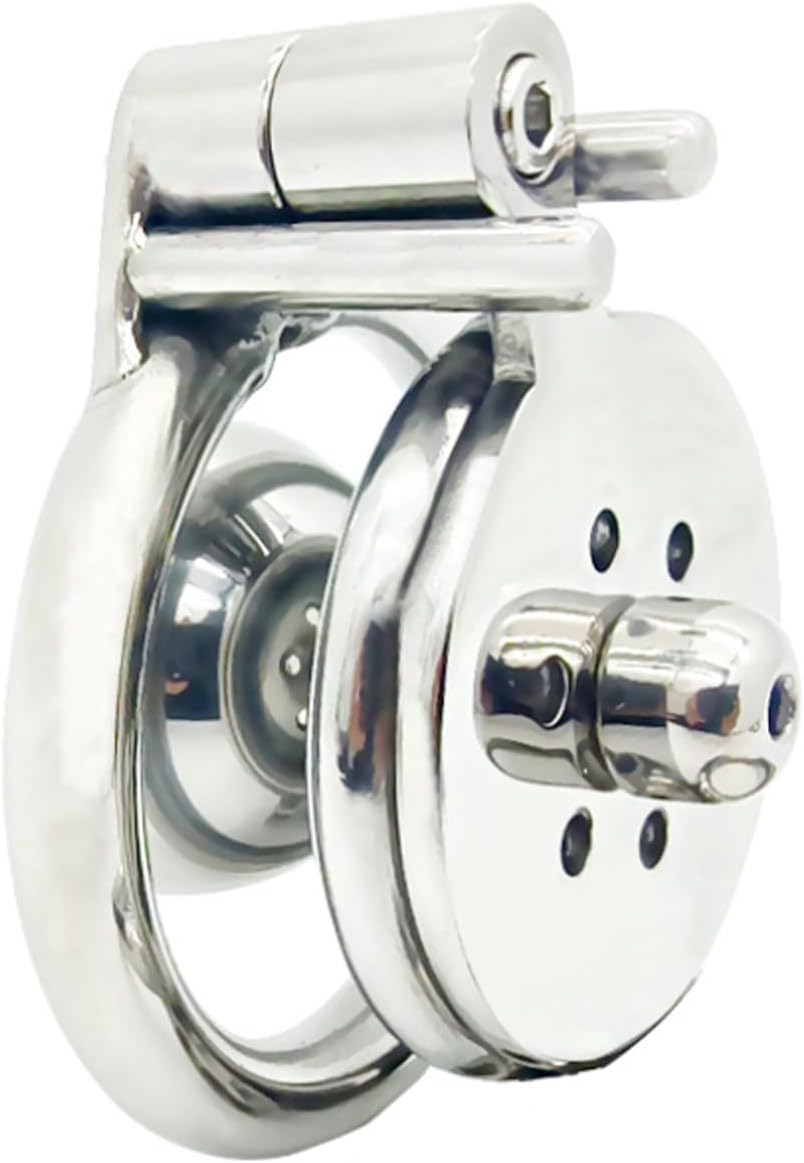 Flat Chastity Cage with Funnel Urinal Tray, Breathable Chastity Lock Sex Toys with Two Uses Cock Cages Adult SM Fetish Bondage Trainer (A399-L-45mm)