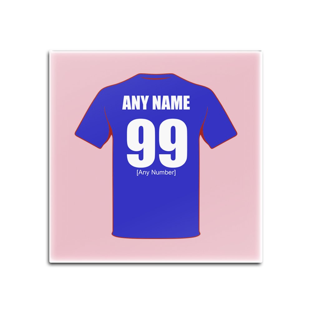 UNIGIFT Personalised Gift - Rangers Glass Square Coasters (Football Club Design Theme, Colour Options) - Any Name/Message on Your Unique Mat Pad - The Gers Teddy Bears Light Blues