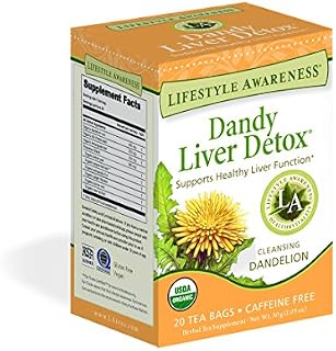 Lifestyle Awareness Teas, Caffeine Free Dandy Liver Detox Tea, 20 Count