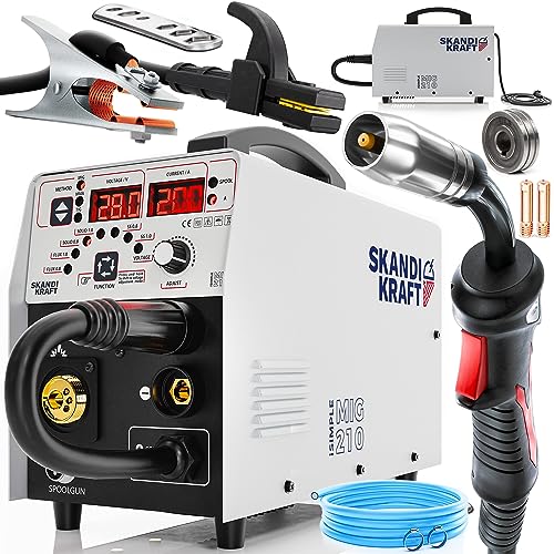SKANDI KRAFT iSIMPLE MIG 210 - Inwentorowa spawarka MIG MAG 3w1 z funkcją TIG-LIFT i MMA 200A - 3 programy synergiczne, układ FAN-STOP, technologia IGBT, spawanie bez butli