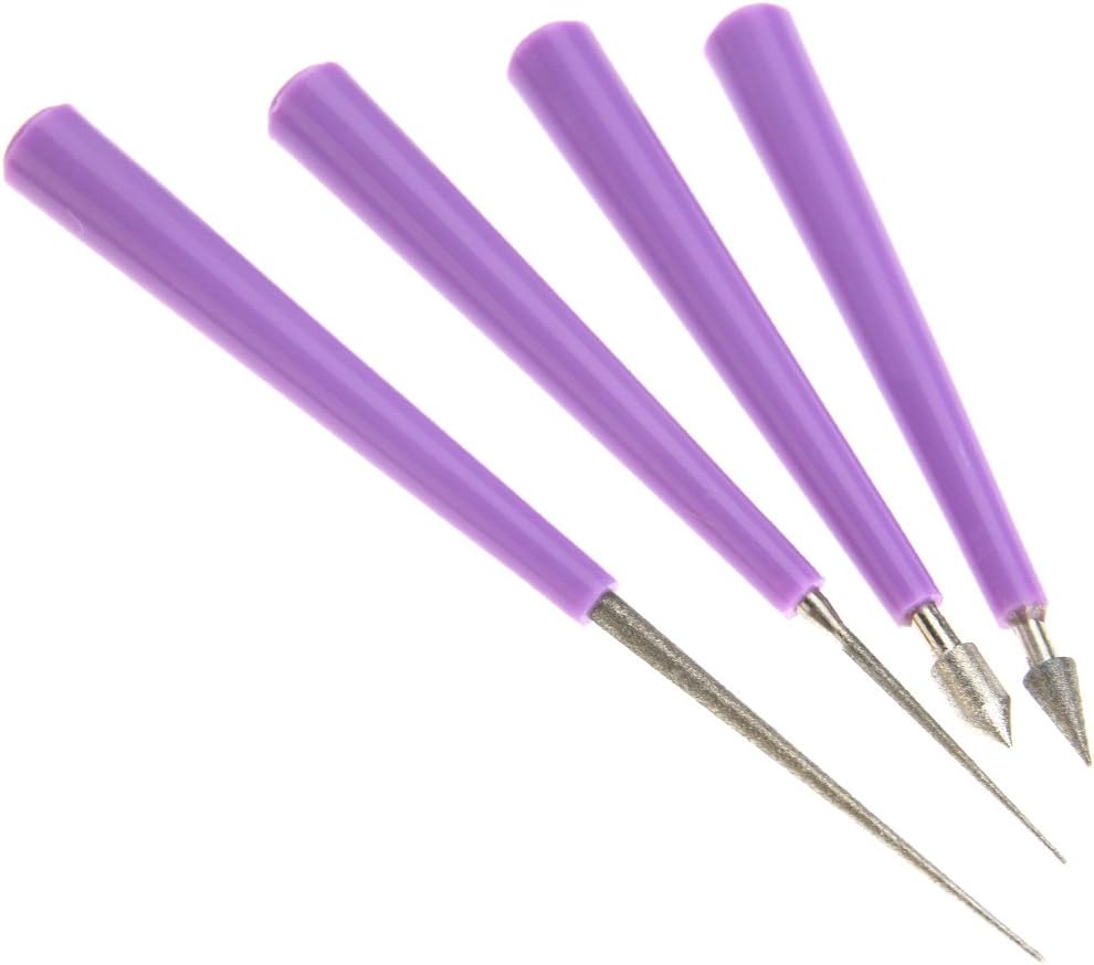 YINETTECH 4 PCS Diamond Tipped Bead Reamer Pearl Beading Hole Enlarger Craft Jewelry Tool