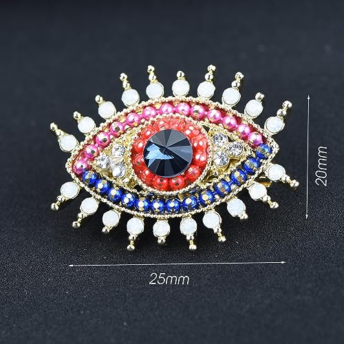 Image of Retro Evil Eye Brooch Fashion Unique Crystal Pearl Abstract Eyes Brooches Pin Badge for Women Bridal Jewelry Gift