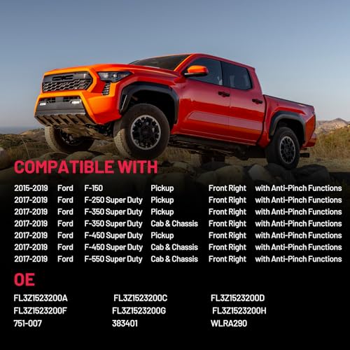 Image of BDFHYK 751-007 Power Window Regulator with Motor Front Right, Compatible with 2015-2019 Ford F-150, Compatible with 2017-2019 Ford F-250 F-350 F-450 F-550 Super Duty