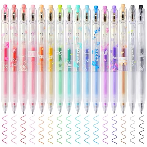 NiArt Retractable Glitter Gel Pens 16 Radiant Colors with Unique Pearl Finish, 0.5mm Fine Tip Smooth Writing & Ergonomic Sleeve Grip for Detailed Drawing, Coloring, Journaling, Sketching, Crafts