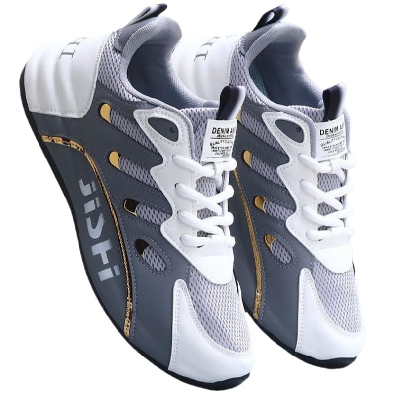 Men's Road Running Shoes - Stylish Geometric Pattern, Breathable Mesh Upper & Durable Rubber Sole, Lace-Up Closure, Low-Top Design for All-Season Outdoor Activities