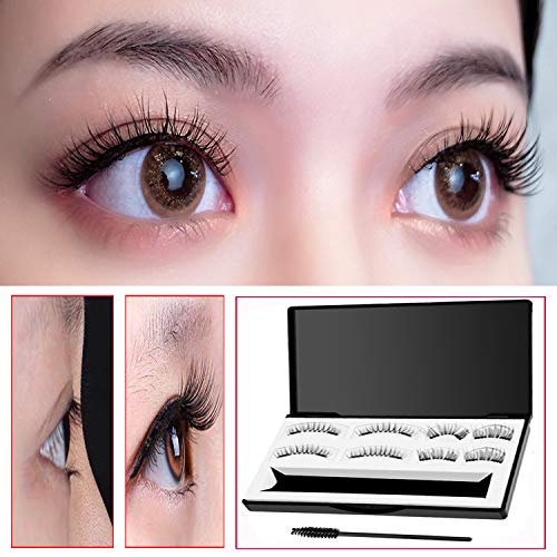Preisvergleich Produktbild Magnetische Wimpern falsche wimpern Magnetisch 3D Wiederverwendbar wimpern set mit Wasserdichtem Kein Klebstoff Langlebigem magnetwimpern 3 Magneten+Edelstahl Pinzette 8 Stück
