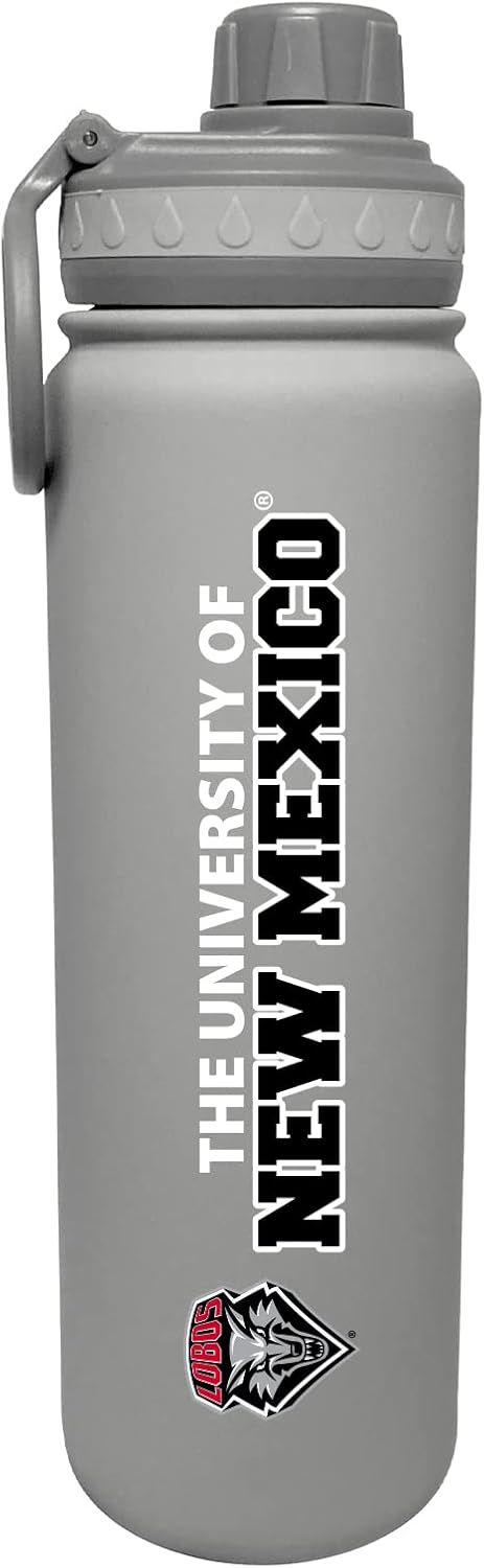 The Fanatic Group University of New Mexico Dual Walled Stainless Steel Sports Bottle, Design 1 - Gray
