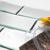 Vista 8 de Azulejos de espejo para despegar y pegar, azulejos de espejo biselado de 4 x 8 pulgadas para cocina, salpicadero de baño, pared, 26