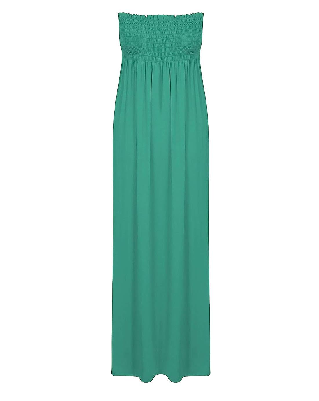 FASHION FAIRIES New Womens Sleeveless Boobtube Bandeau Maxi Ladies Sheering Long Dress UK 8-26