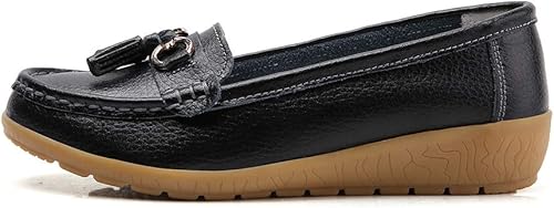 Miniatura 2 de Zapatos mocasines para mujer, mocasines clásicos de cuero, zapatos casuales sin cordones, mocasines cómodos para caminar, zapatos de suela suave