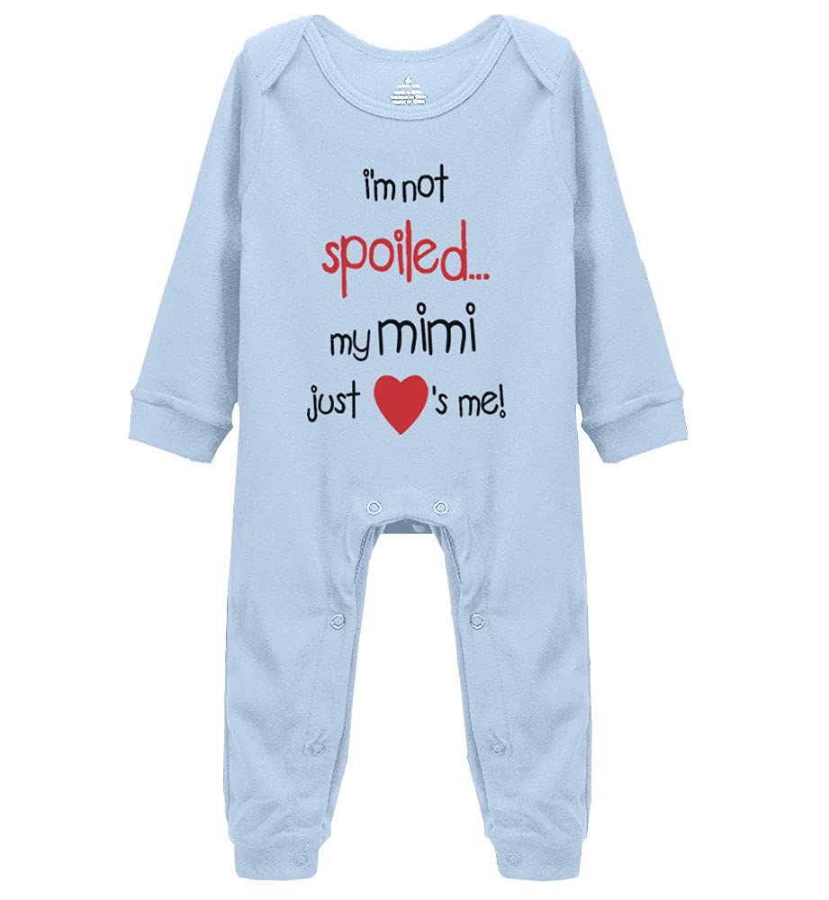 I'm Not Spoiled My Mimi Just Loves Me Baby Bodysuit Long Sleeve Footed Onesie K-Blue