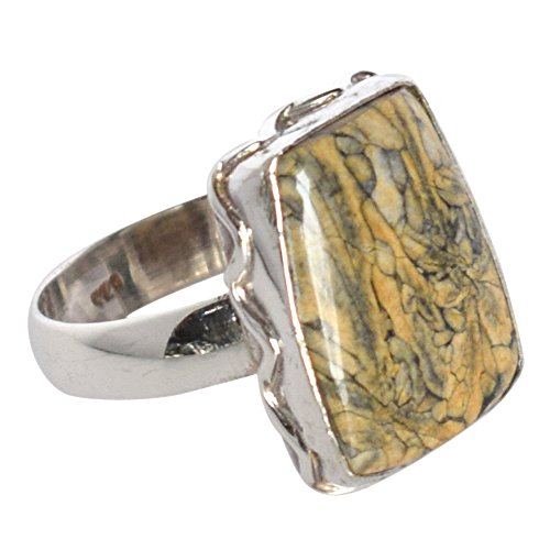 Bague pinolithe ovale en argent 925, le cadeau idéal pour femme