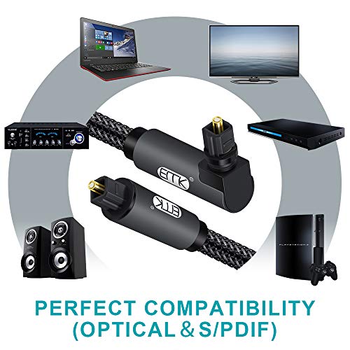 image for EMK Right Angle Optical Cable 90 Degree Fiber Optic Cable SPDIF Toslin