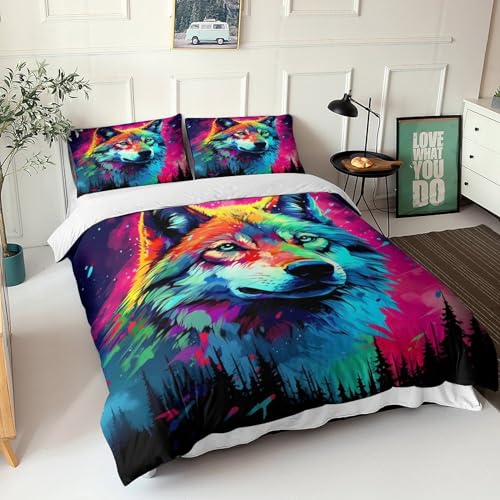 Housse de couette loup microfibre 200x200 avec fermeture éclair pratique - 4
