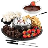 Kusini 2 in 1 Electric Fondue Set & Smores Maker Tabletop Indoor Kit with Removable Trays & 4 Skewers – Smores Station Chocolate Melting Pot - Unique Couple Gift Set Idea, Date & Movie Night Supplies