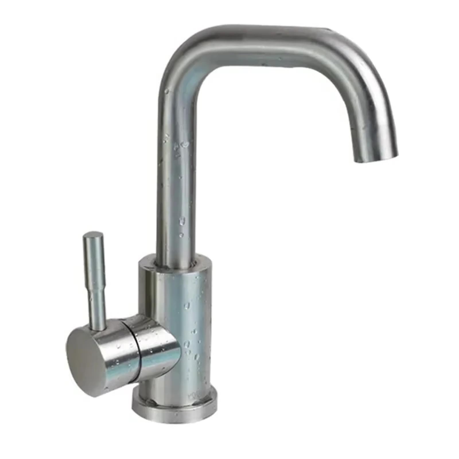 Robinet de lavabo à bec rotatif 360° en acier inoxydable et disque céramique