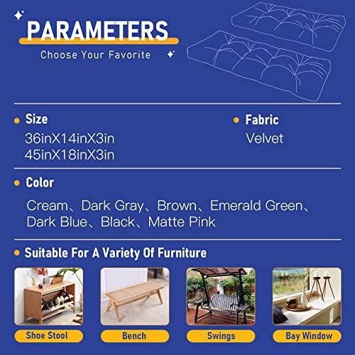 Rofielty Bench Cushion 36 Inches. Non-Slip Tufted Cushion For Indoor/Outdoor Use, Comfortable Window Cushion, Soft Piano Bench Cushion.multi-Scene Use Of Cushions. (36X14X3, Emerald Green) #TOP2