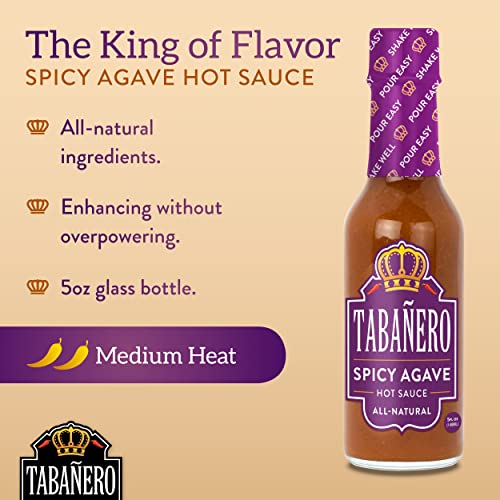 Sweet & Spicy Agave Hot Sauce By Tabañero | All Natural, Gluten Free, Low Sodium, Vegan, Kosher | Made In The Usa | 5 Oz. Hot Sauce Bottle #TOP1
